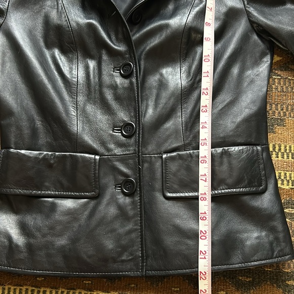 NWOT Kenneth Cole black leather blazer jacket button up coat XS - Picture 6 of 17